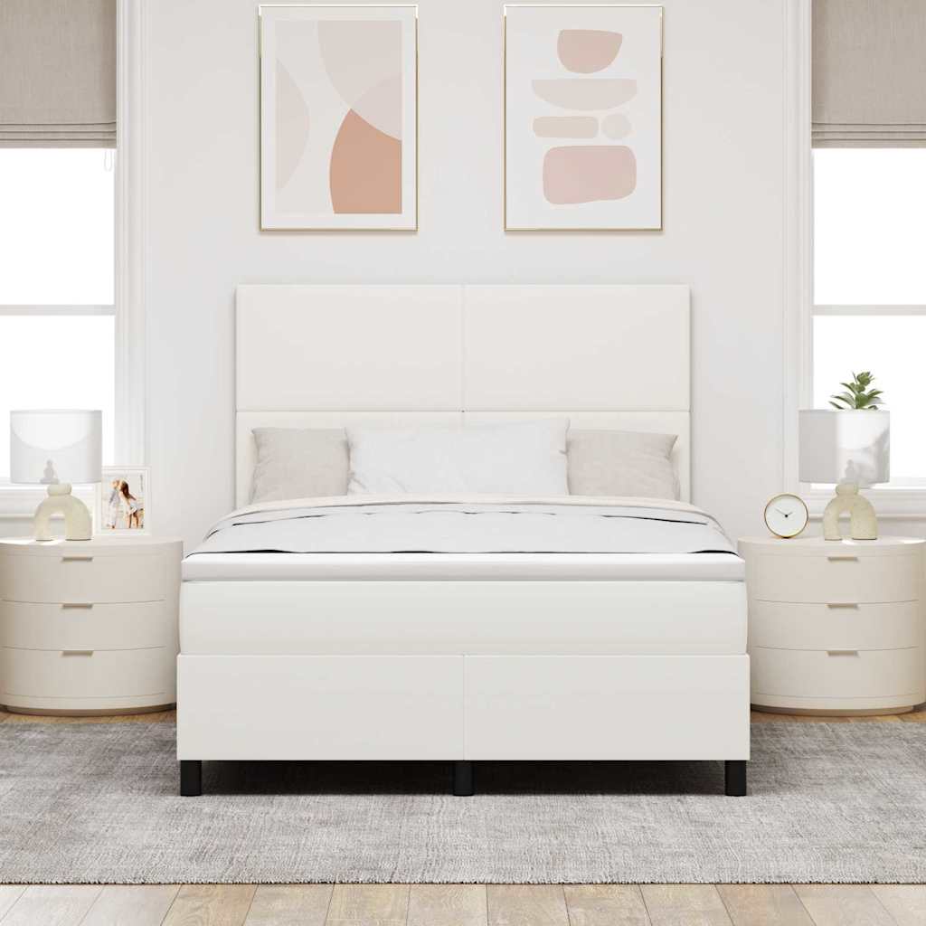Letto a molle Crema e Bianco 140 x 190 cm Tessuto in Cords