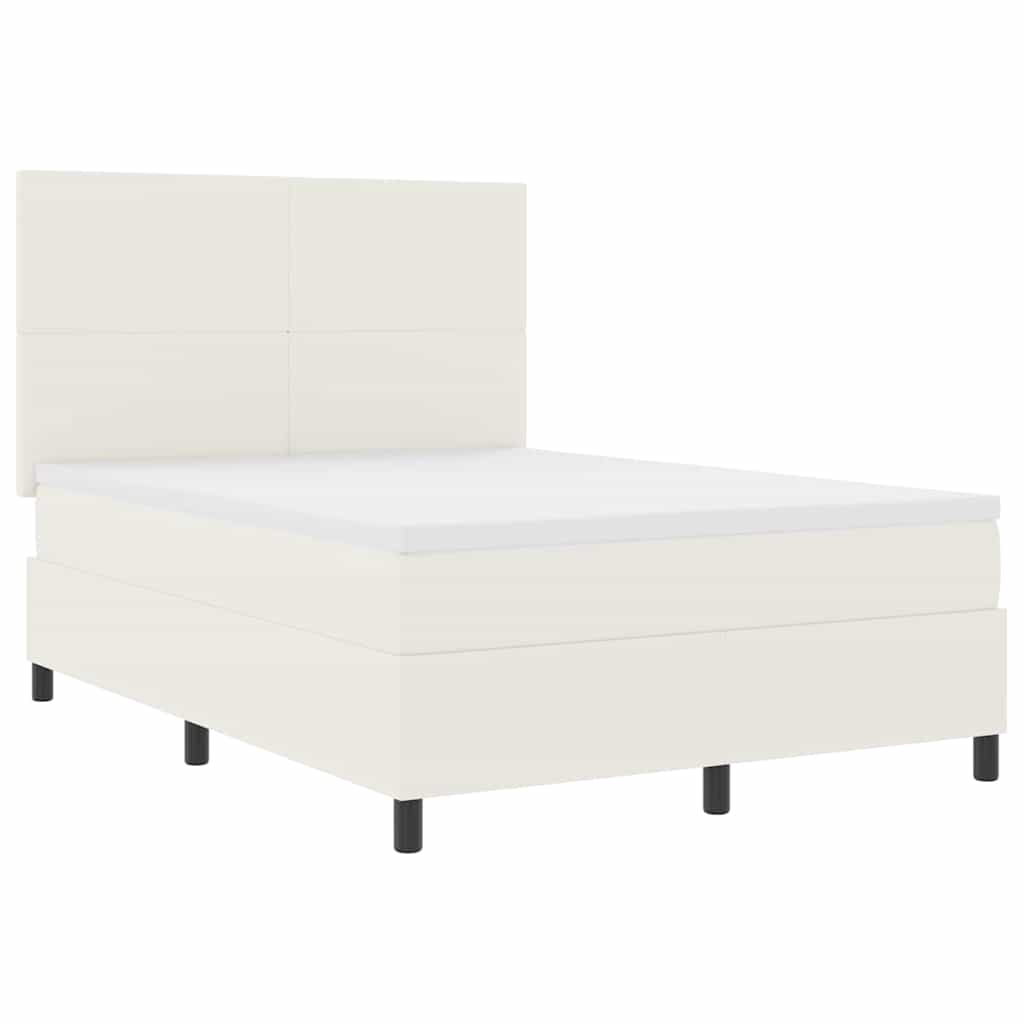 Letto a molle Crema e Bianco 140 x 190 cm Tessuto in Cords