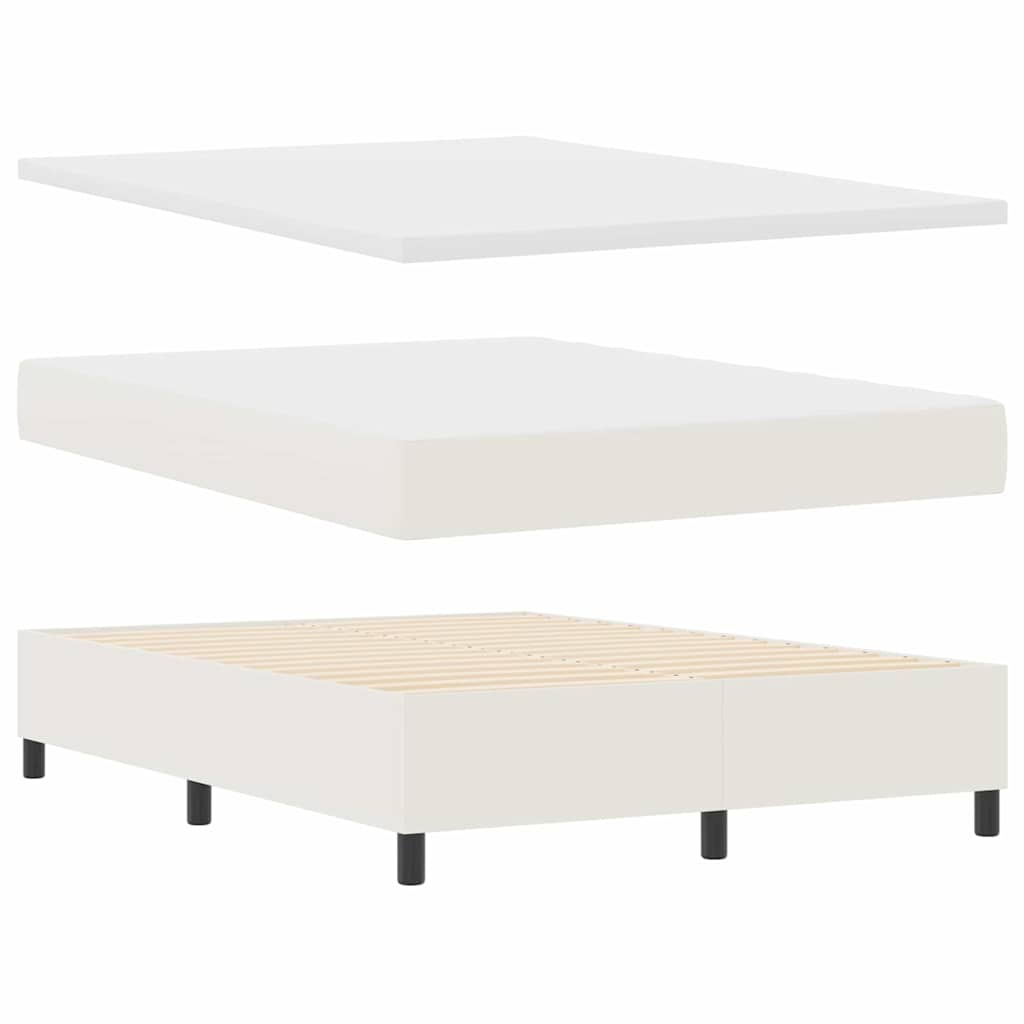 Letto a molle Crema e Bianco 140 x 190 cm Tessuto in Cords