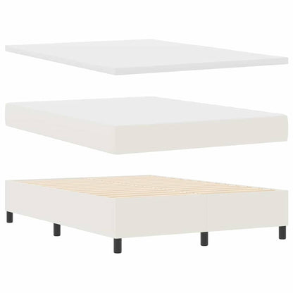 Letto a molle Crema e Bianco 140 x 190 cm Tessuto in Cords