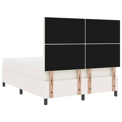 Letto a molle Crema e Bianco 140 x 190 cm Tessuto in Cords | homemem39