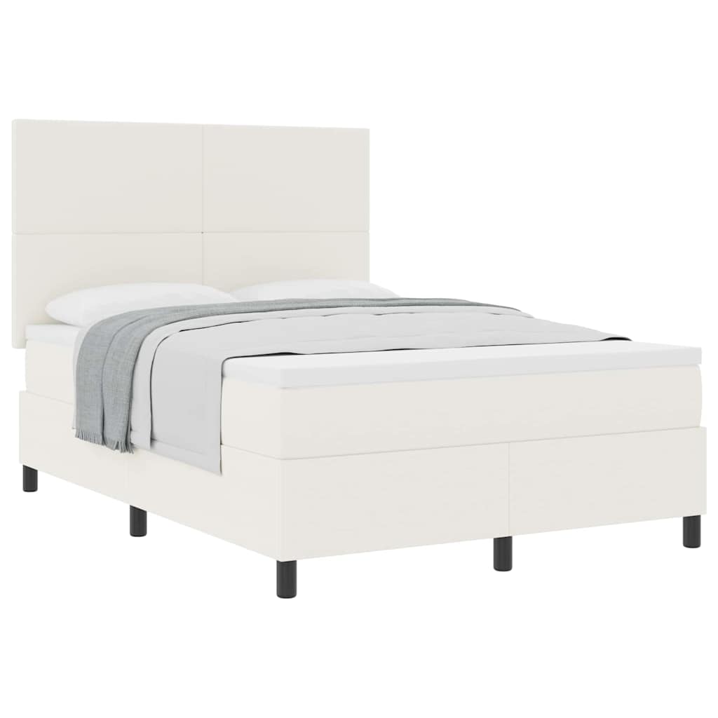 Letto a molle Crema e Bianco 140 x 190 cm Tessuto in Cords