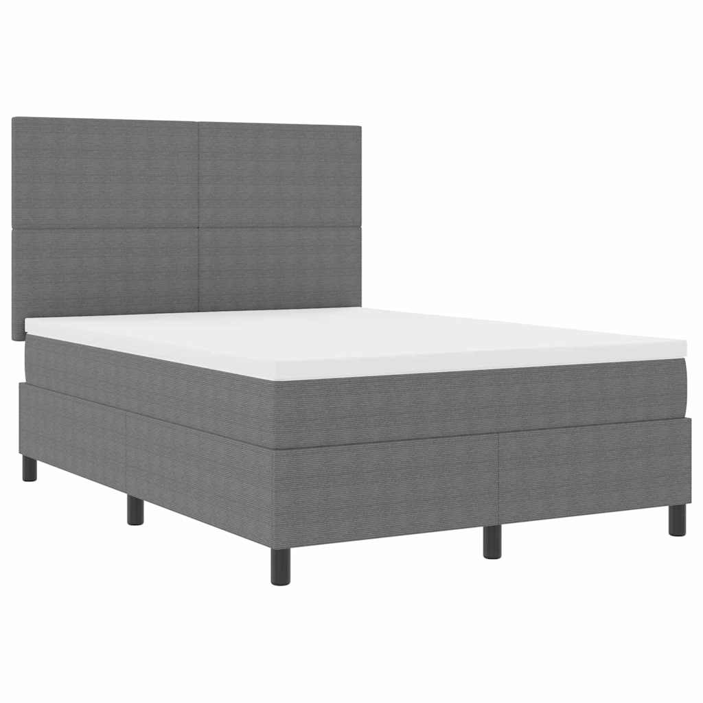 Letto a molle con testiera Grigio chiaro e bianco 140 x 200 cm