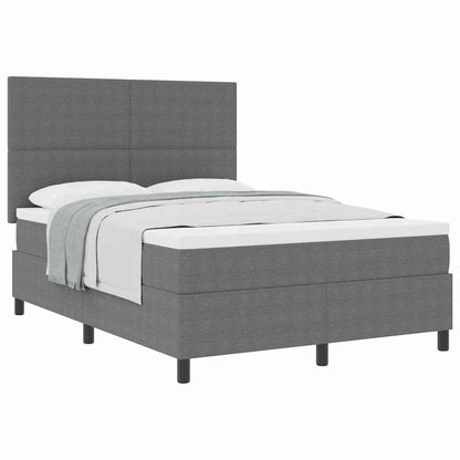 Letto a molle con testiera Grigio chiaro e bianco 140 x 200 cm