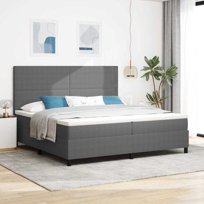Letto a molle con testiera Grigio chiaro e bianco 200 x 200 cm | homemem39