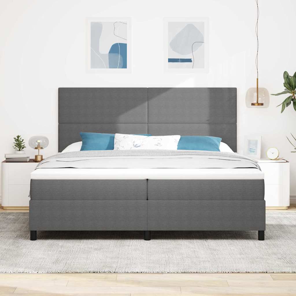 Letto a molle con testiera Grigio chiaro e bianco 200 x 200 cm | homemem39