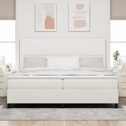 Letto a molle Crema e Bianco 200 x 200 cm Tessuto in Cords
