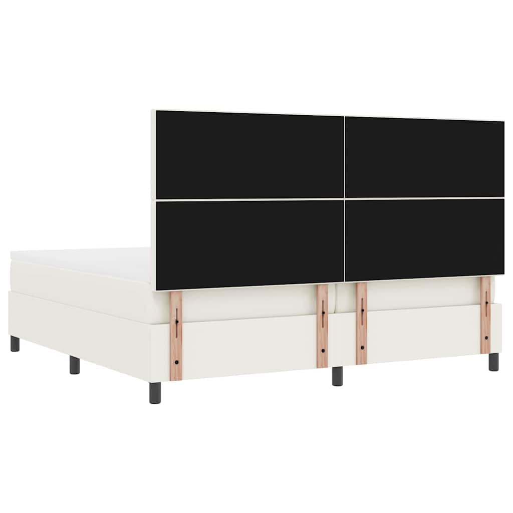 Letto a molle Crema e Bianco 200 x 200 cm Tessuto in Cords
