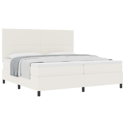 Letto a molle Crema e Bianco 200 x 200 cm Tessuto in Cords