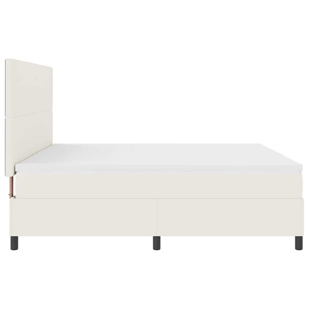 Letto a molle Crema e Bianco 200 x 200 cm Tessuto in Cords | homemem39