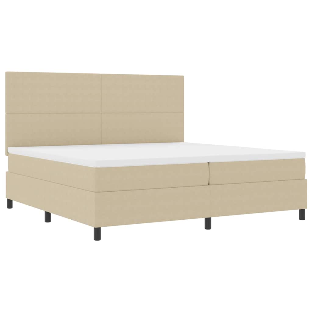Letto a molle con testiera Grigio chiaro e bianco 200 x 200 cm | homemem39