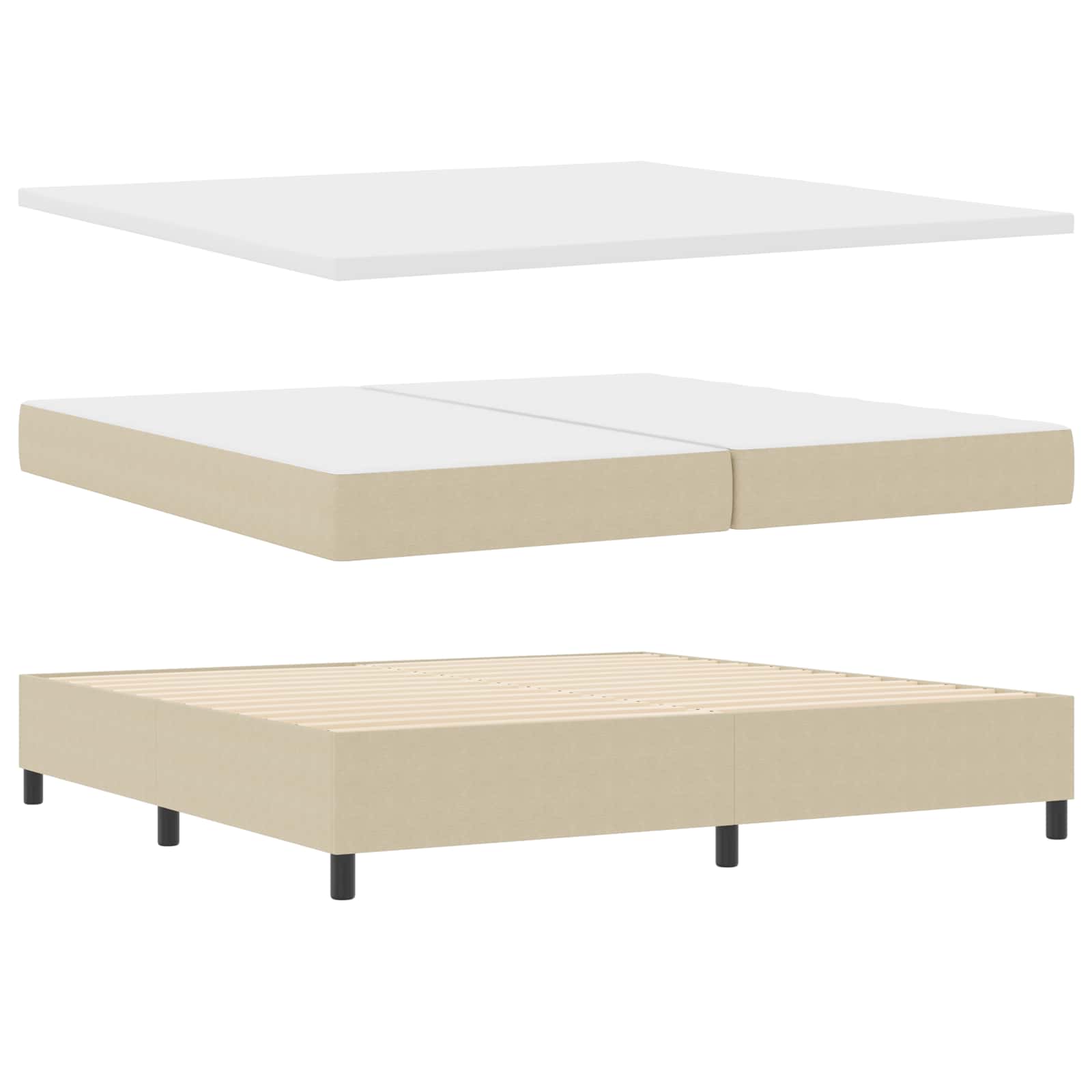 Letto a molle con testiera Grigio chiaro e bianco 200 x 200 cm | homemem39