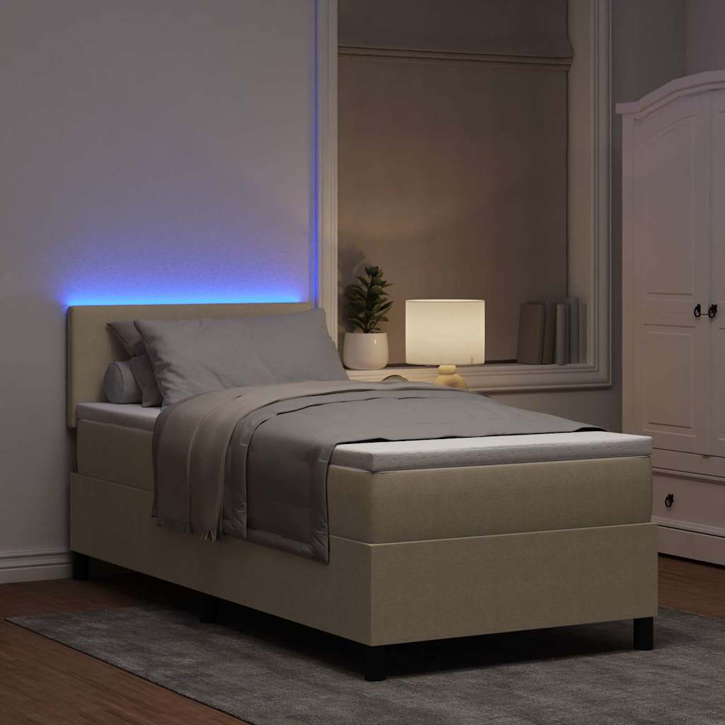 Letto a Sorgente LED Grigio chiaro e bianco 80 x 200 cm | homemem39