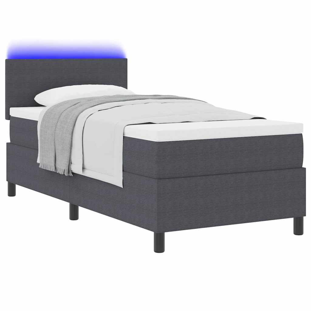 Letto a Sorgente LED Grigio Scuro e Bianco 90 x 200 cm | homemem39