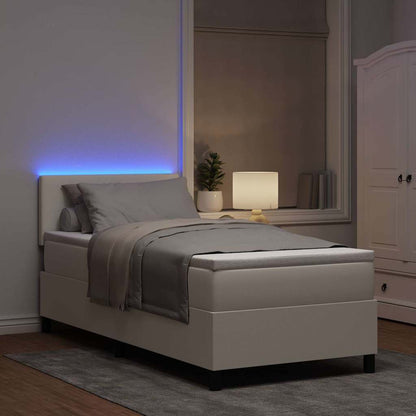 Letto a Sorgente LED con testiera Crema e Bianco 100 x 200 cm | homemem39