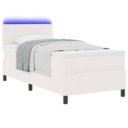 Letto a Sorgente LED con testiera Crema e Bianco 100 x 200 cm
