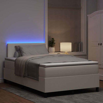 Letto a Sorgente LED con testiera Crema e Bianco 120 x 190 cm | homemem39