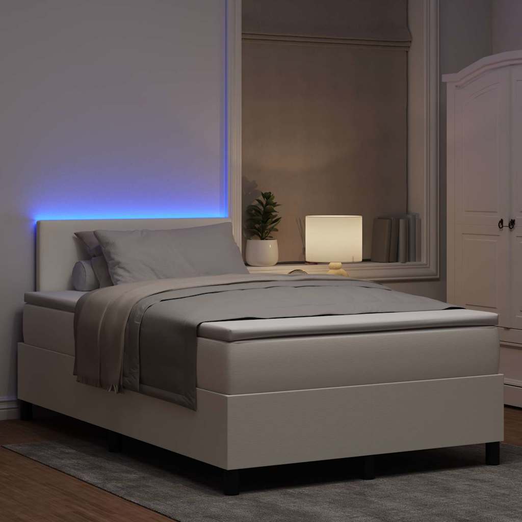 Letto a Sorgente LED con testiera Crema e Bianco 120 x 200 cm