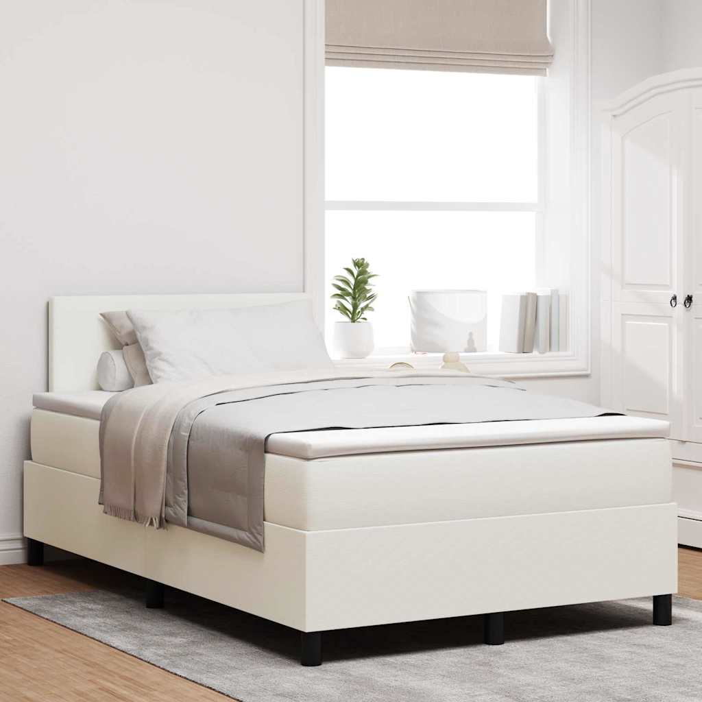 Letto a Sorgente LED con testiera Crema e Bianco 120 x 200 cm