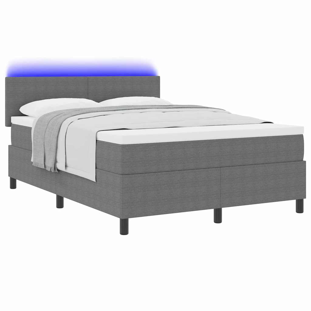 Letto a Sorgente LED Grigio chiaro e bianco 140 x 190 cm | homemem39