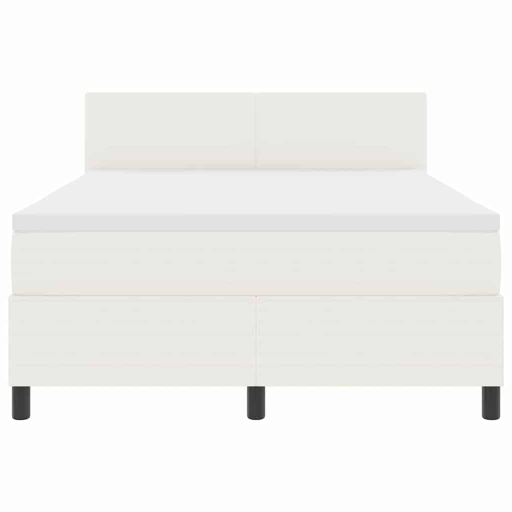 Letto a Sorgente LED con testiera Crema e Bianco 140 x 190 cm