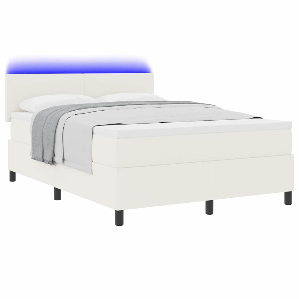 Letto a Sorgente LED con testiera Crema e Bianco 140 x 190 cm