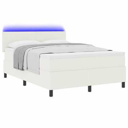 Letto a Sorgente LED con testiera Crema e Bianco 140 x 190 cm
