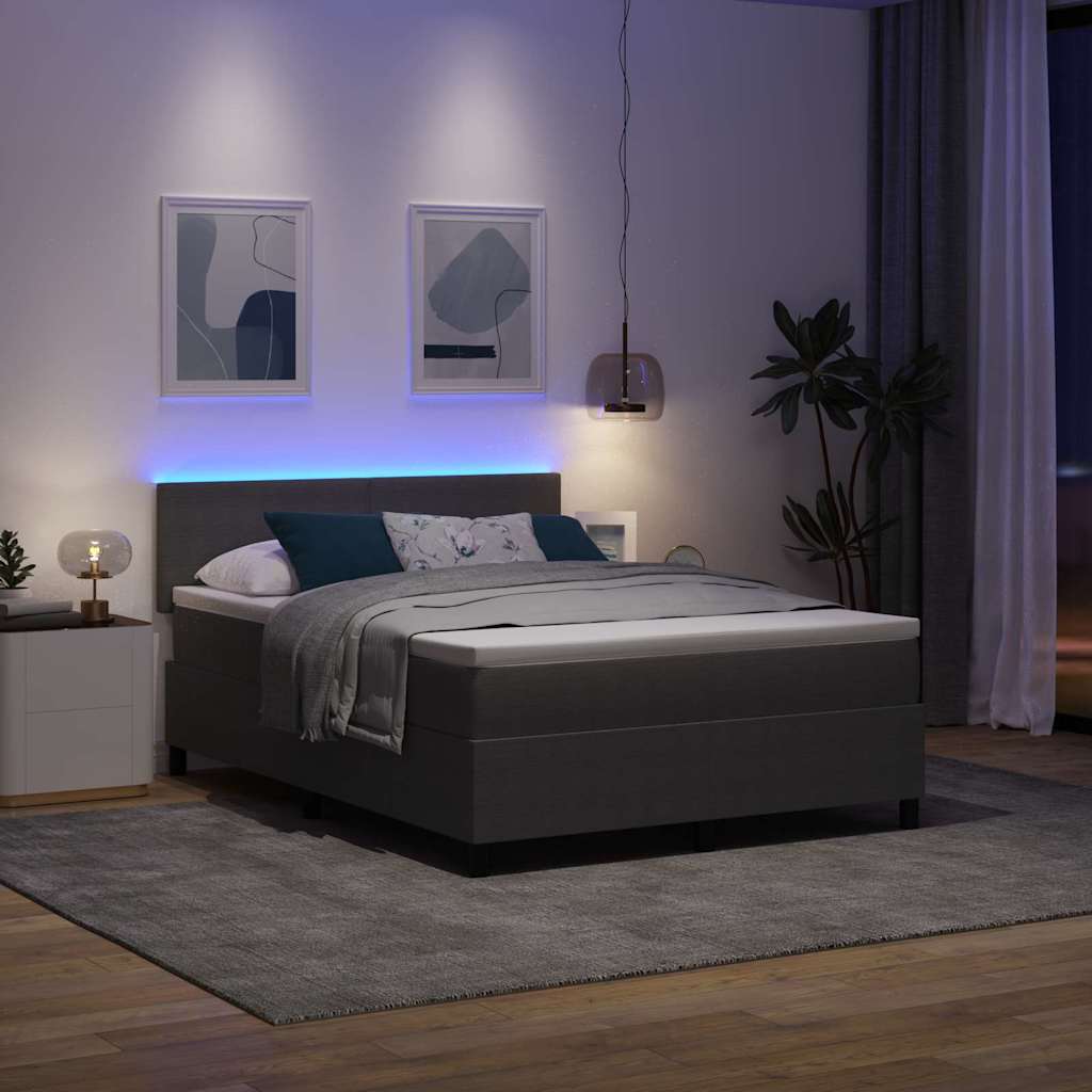 Letto a Sorgente LED Grigio chiaro e bianco 140 x 200 cm | homemem39