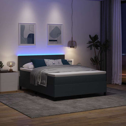 Letto a Sorgente LED Grigio Scuro e Bianco 160 x 200 cm | homemem39