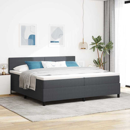 Letto a Sorgente LED Grigio Scuro e Bianco 200 x 200 cm