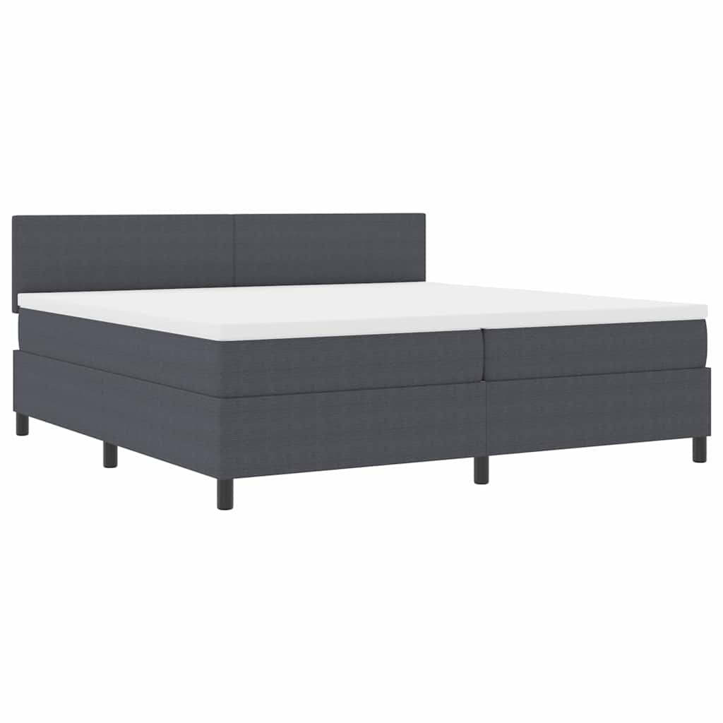 Letto a Sorgente LED Grigio Scuro e Bianco 200 x 200 cm