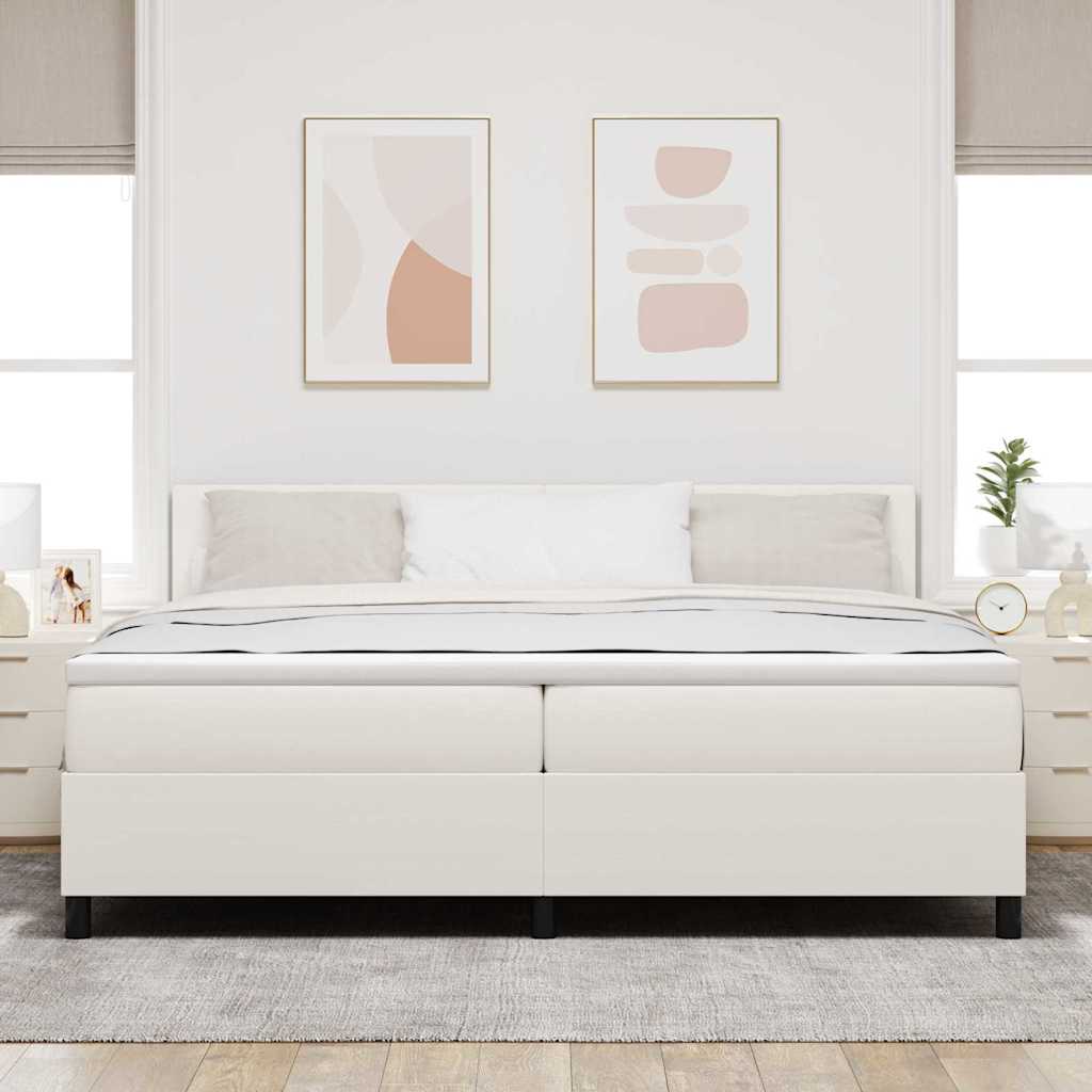 Letto a Sorgente LED con testiera Crema e Bianco 200 x 200 cm