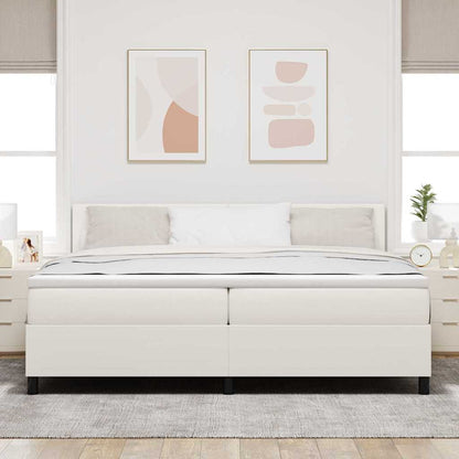 Letto a Sorgente LED con testiera Crema e Bianco 200 x 200 cm