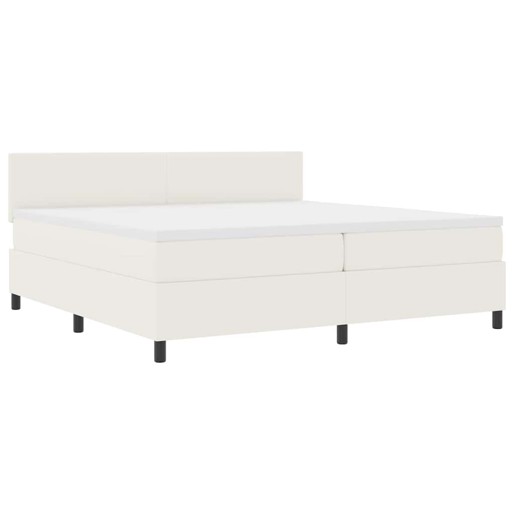 Letto a Sorgente LED con testiera Crema e Bianco 200 x 200 cm