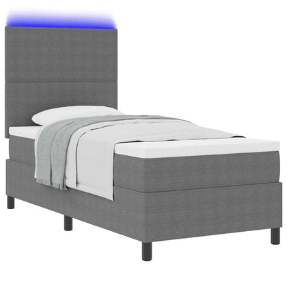 Letto a Sorgente LED Grigio chiaro e bianco 80 x 200 cm