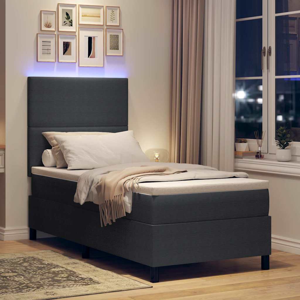 Letto a Sorgente LED Grigio Scuro e Bianco 90 x 200 cm | homemem39