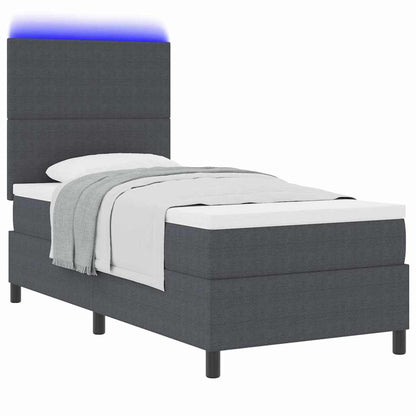Letto a Sorgente LED Grigio Scuro e Bianco 90 x 200 cm | homemem39