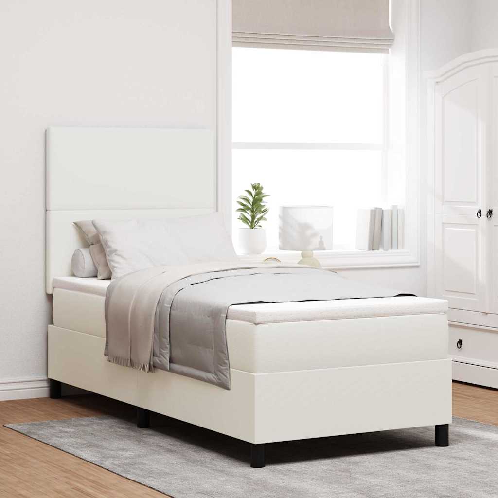 Letto a Sorgente LED con testiera Crema e Bianco 100 x 200 cm | homemem39