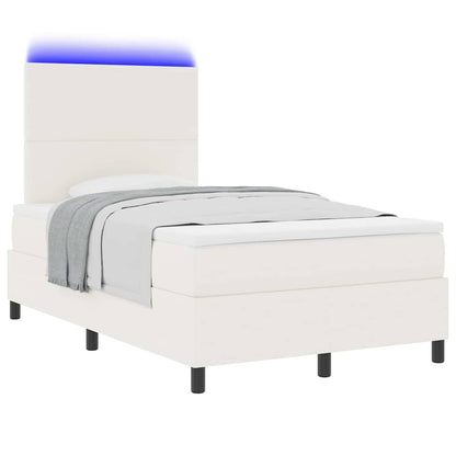 Letto a Sorgente LED con testiera Crema e Bianco 120 x 190 cm | homemem39