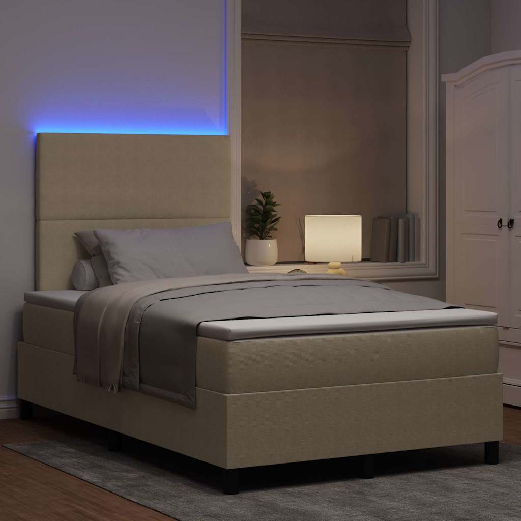 Letto a Sorgente LED Grigio chiaro e bianco 120 x 190 cm | homemem39