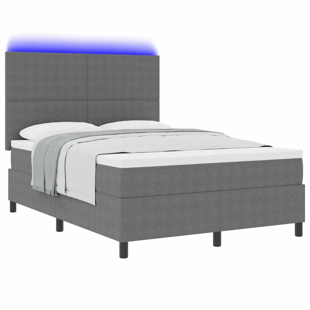 Letto a Sorgente LED Grigio chiaro e bianco 140 x 190 cm | homemem39