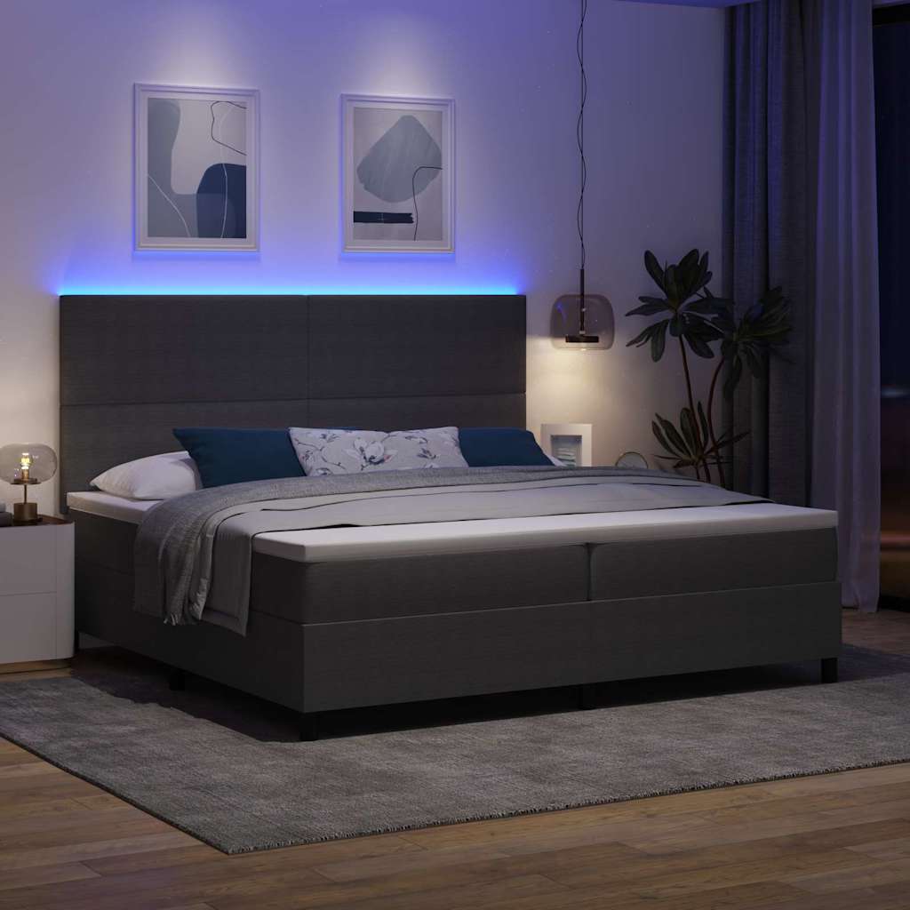 Letto a Sorgente LED Grigio chiaro e bianco 200 x 200 cm | homemem39