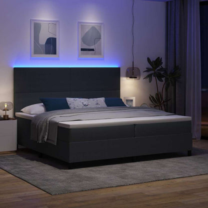 Letto a Sorgente LED Grigio Scuro e Bianco 200 x 200 cm | homemem39