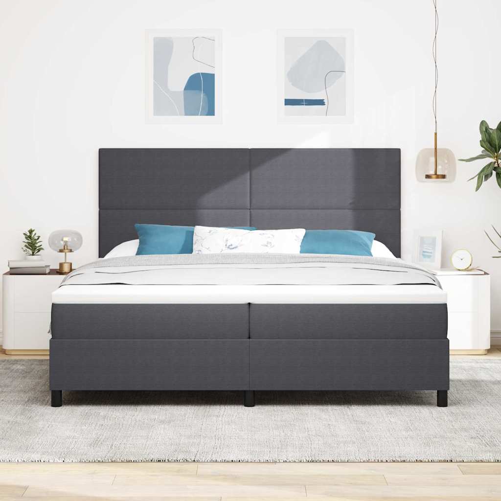 Letto a Sorgente LED Grigio Scuro e Bianco 200 x 200 cm | homemem39