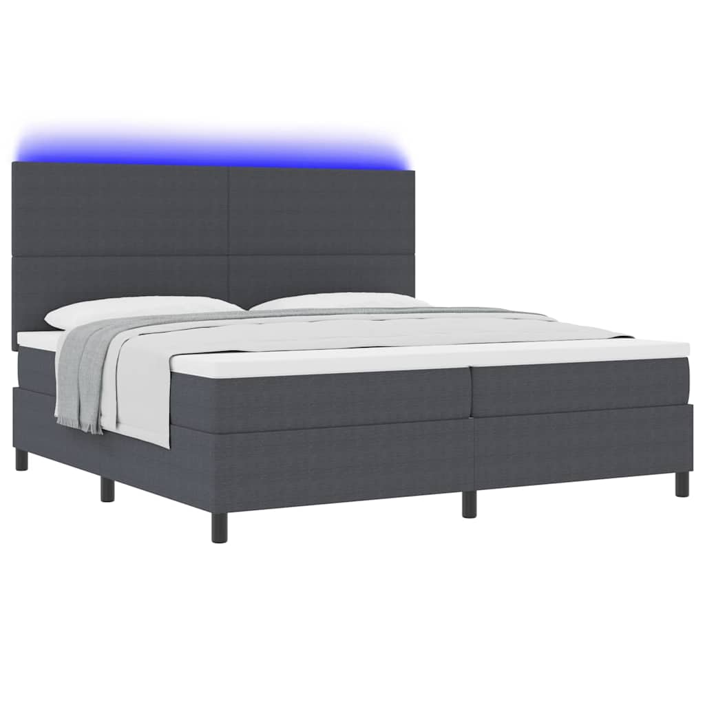 Letto a Sorgente LED Grigio Scuro e Bianco 200 x 200 cm | homemem39