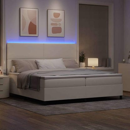 Letto a Sorgente LED con testiera Crema e Bianco 200 x 200 cm | homemem39