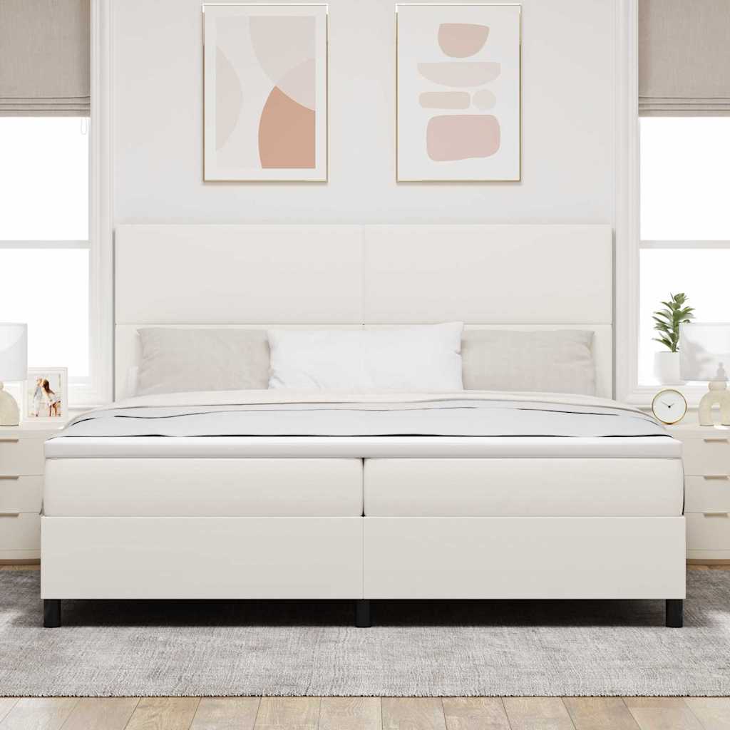 Letto a Sorgente LED con testiera Crema e Bianco 200 x 200 cm | homemem39