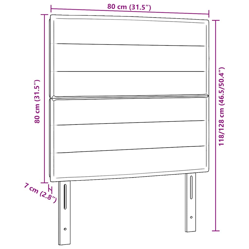 Testiera con testiera Marrone scuro 80 cm Tessuto