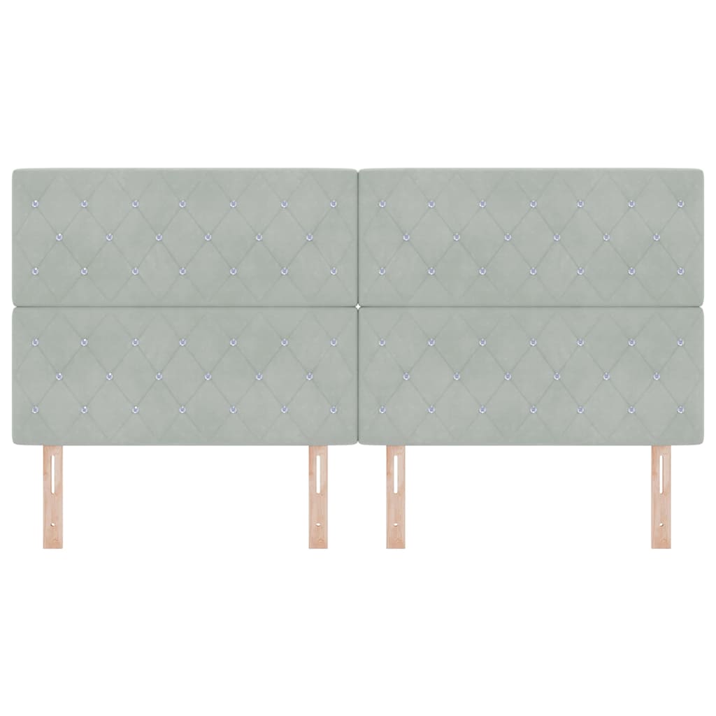 Testiera in Velluto con testiera Grigio chiaro 200 cm Velluto