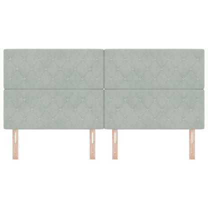 Testiera in Velluto con testiera Grigio chiaro 200 cm Velluto